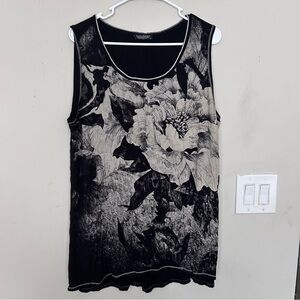 Vanilla Sugar Black Ivory rhinestones floral 
 Scoop Neck sleeveless Top. Sz XL